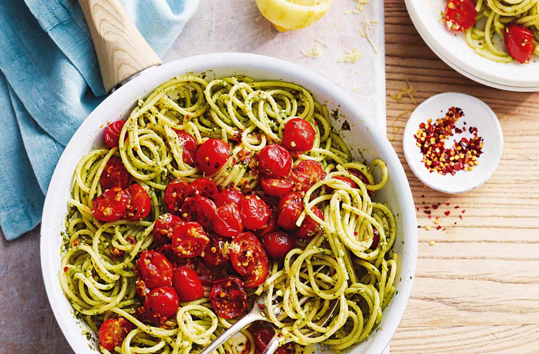 pesto-pasta-with-cherry-tomatoes-recipe